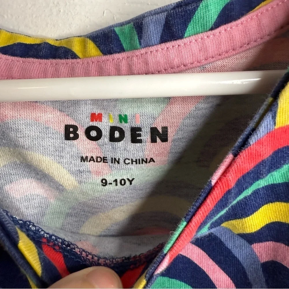 Mini Boden Rainbow Print Long Sleeve Cotton Jersey Size Girls 9/10 GUC
